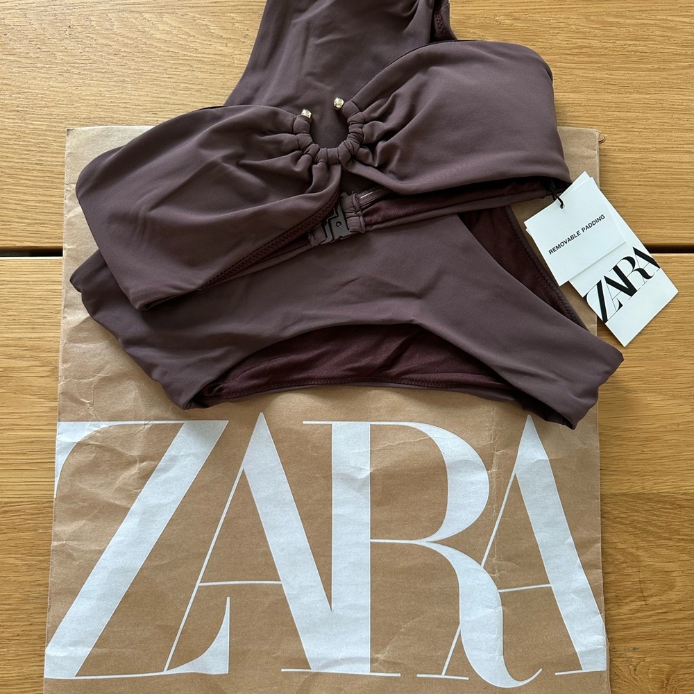 Zara Chocolate Bikini with Gold Accent